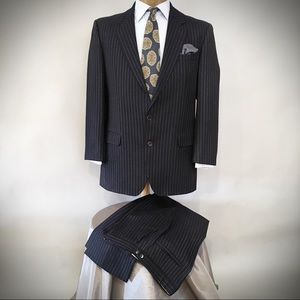 Daks Of London Wool Pin Striped Suit 40R